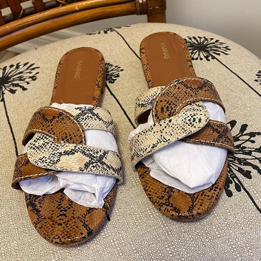 Size 9 Kaanas Santorini 'Honey Snake’ sandal Hand Made. Leather is like butter.